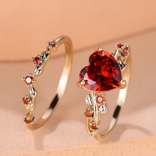 Set de Anillos Redvine Heart | ORO
