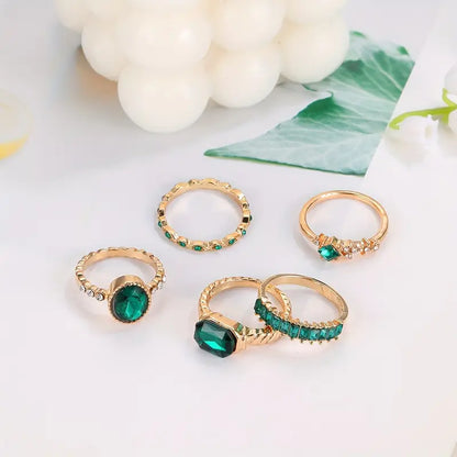 Set de Anillos Zarina con Esmeralda Exquisita | ORO
